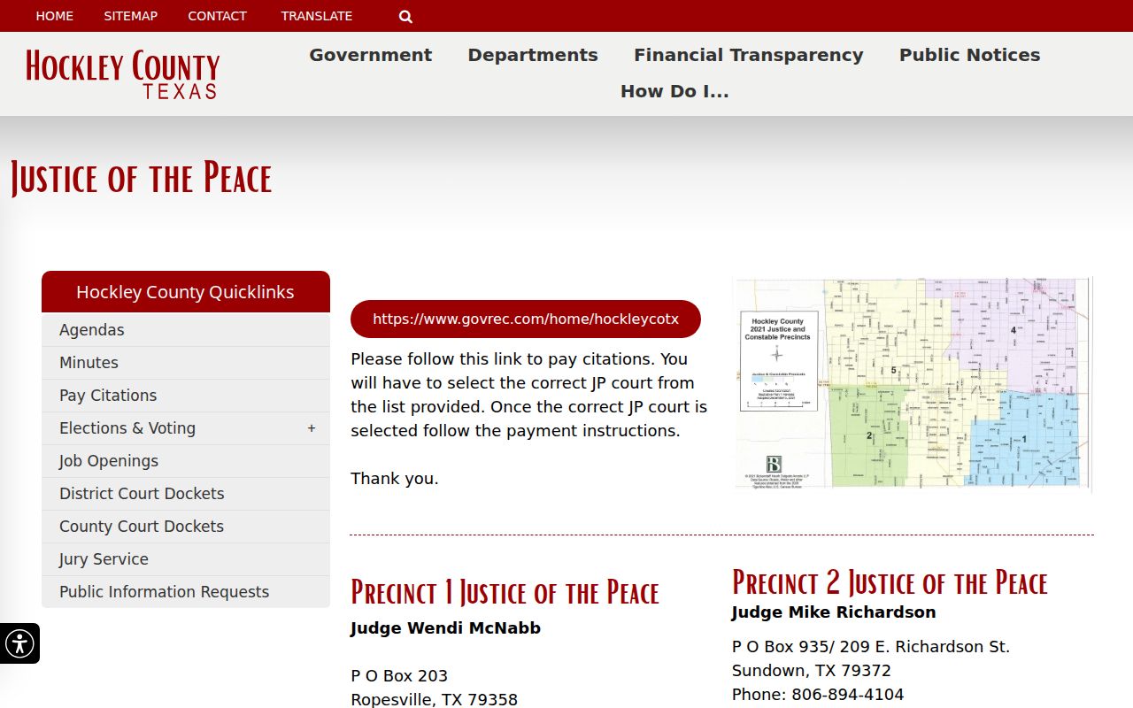 Hockley County court dates and justice court directory