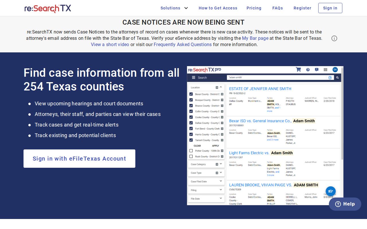 Hockley County case lookup through re SearchTX