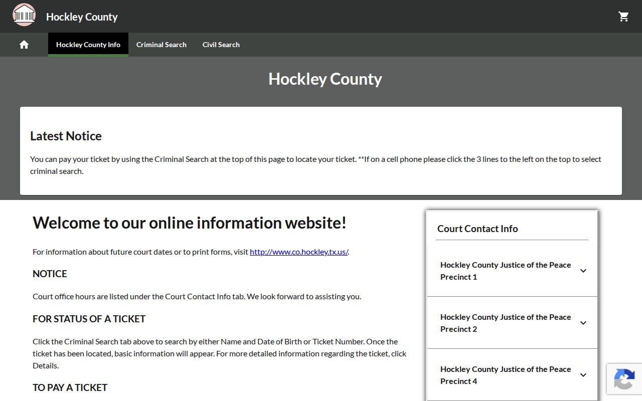 Hockley County justice case payment route
