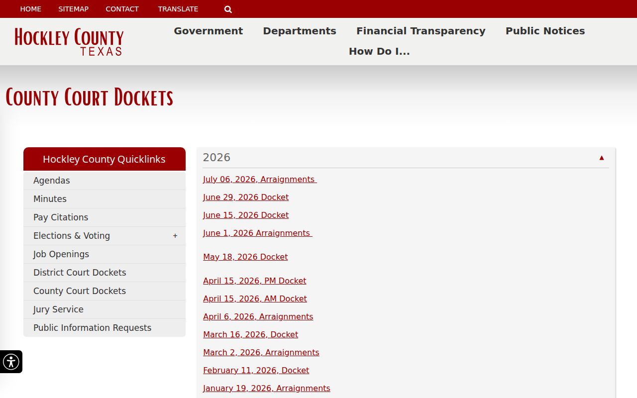 Hockley County court records docket PDF archive